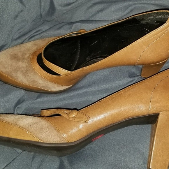 Tan Suede Mary Jane Heels 41 - Picture 2 of 5
